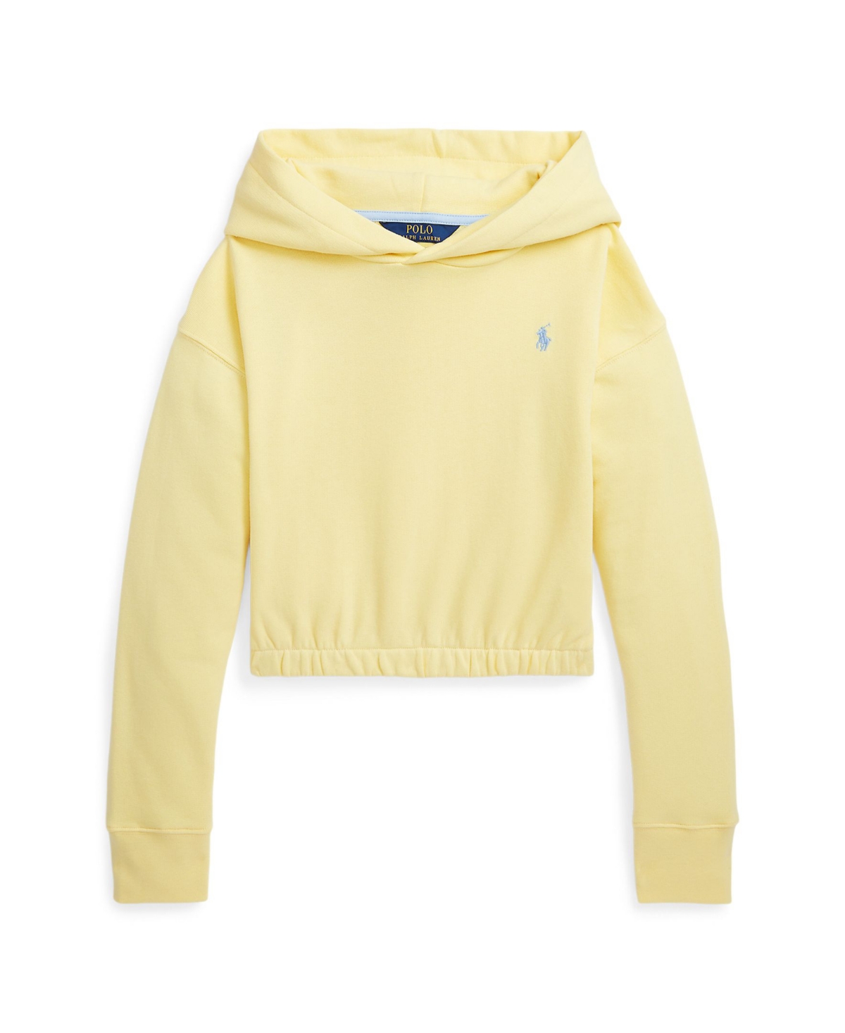 Polo Ralph Lauren Kids' Big Girls Terry Boxy Long Sleeve Hoodie In Wicket Yellow With Bluebell