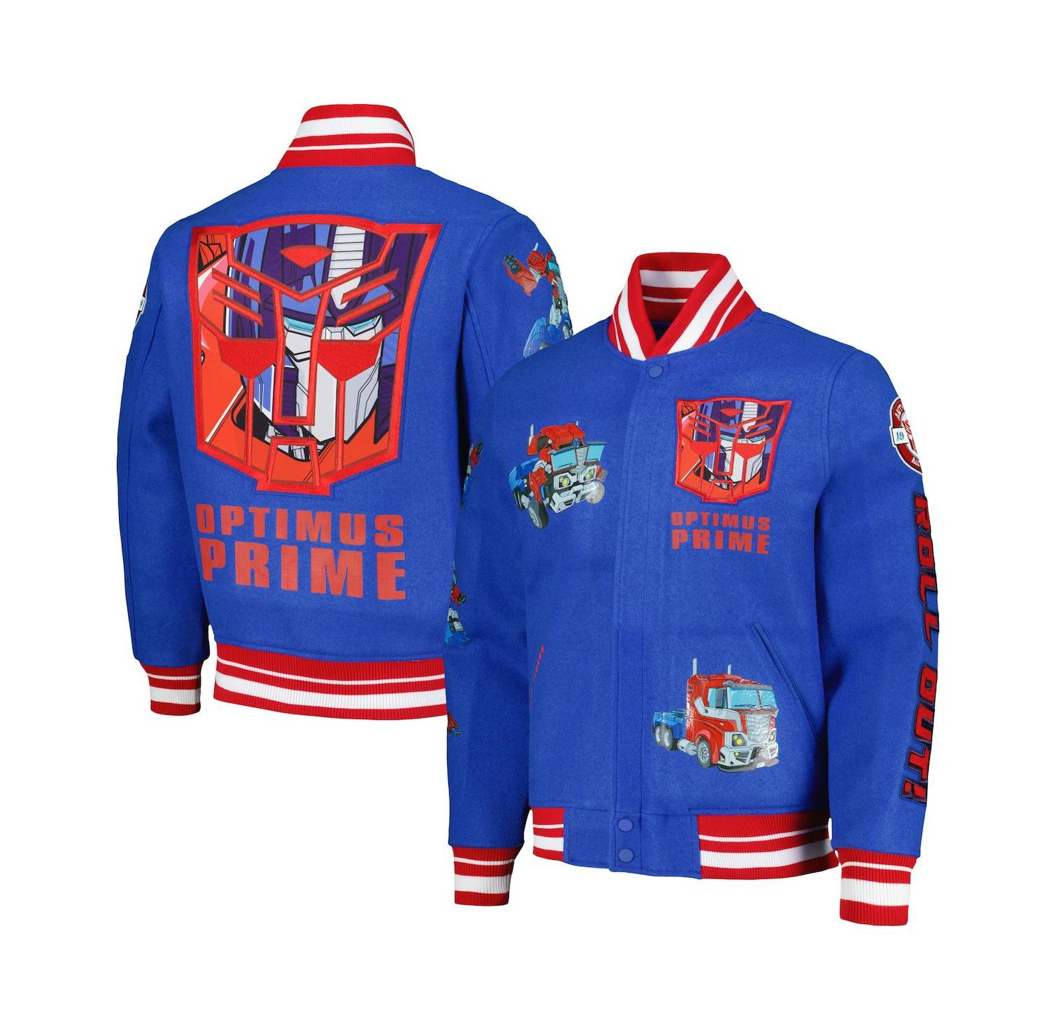 Men's Royal Transformers Roll Out Full-Zip Varsity Jacket