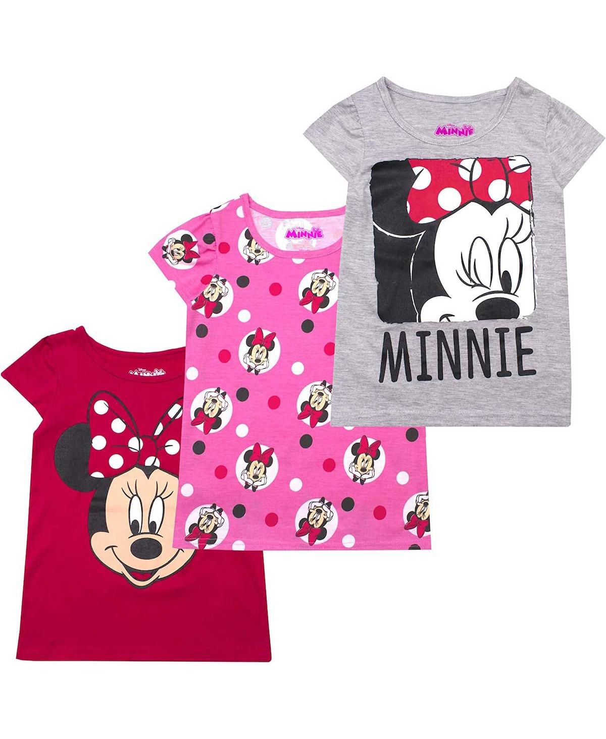 Shop Children's Apparel Network Toddler Girls Minnie Mouse Gray, Pink, Red Graphic 3-pack T-shirt Set