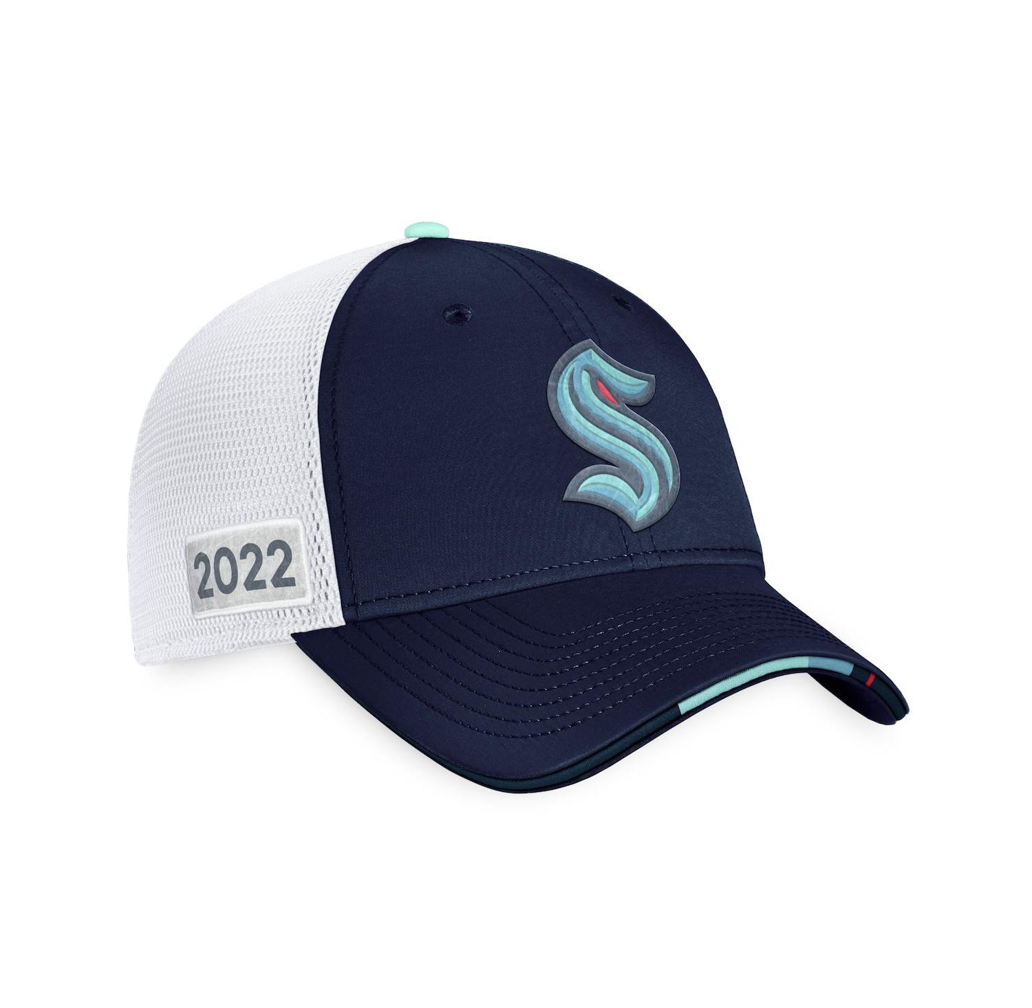 Men's Navy, White Seattle Kraken 2022 NHL Draft Authentic Pro On Stage Trucker Adjustable Hat