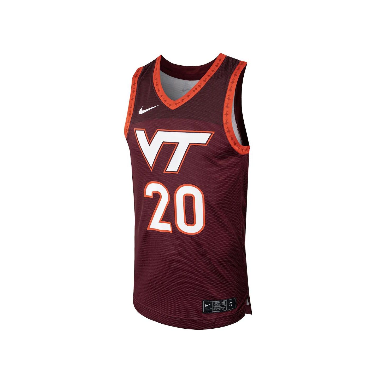 Мужской топ Nike #20 Maroon Virginia Tech Hokies Replica Basketball Jersey — фото 2