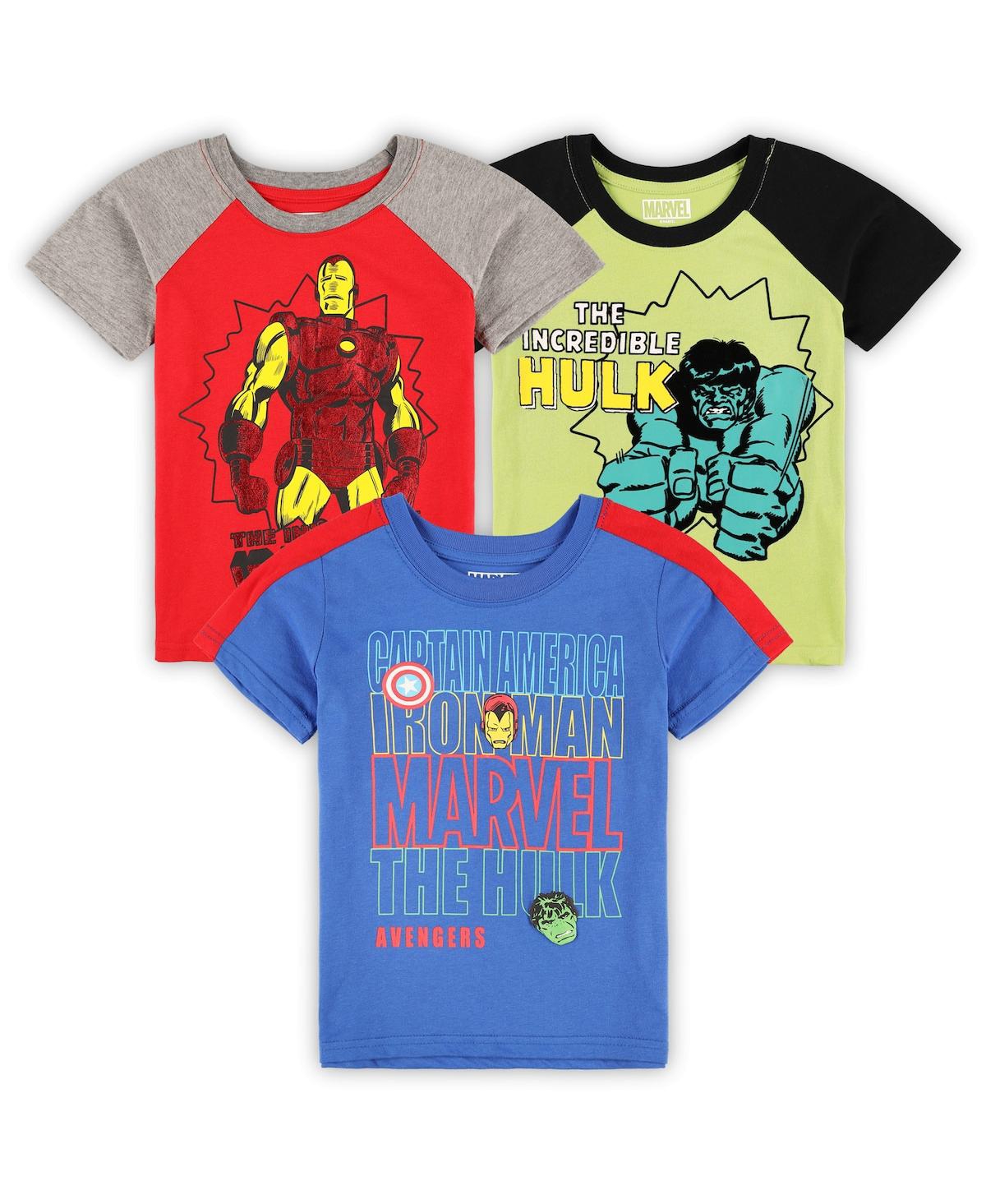 Shop Children's Apparel Network Little Boys And Girls Blue, Red, Green The Avengers Graphic 3-pack T-shirt Set In Blue,red,green