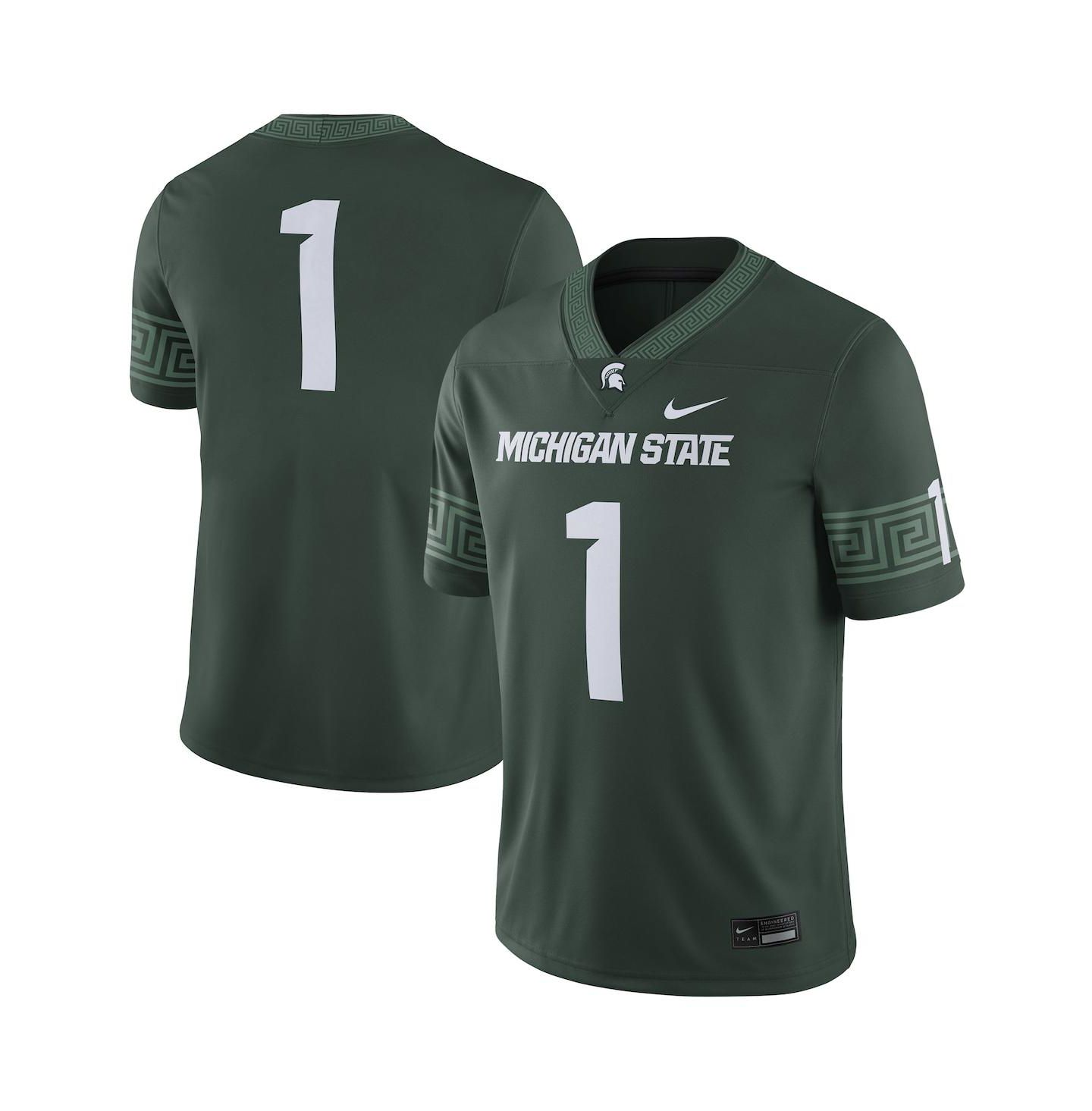 Мужской топ Nike #1 Michigan State Spartans Football Game Jersey, цвет: Зелёный — фото 1
