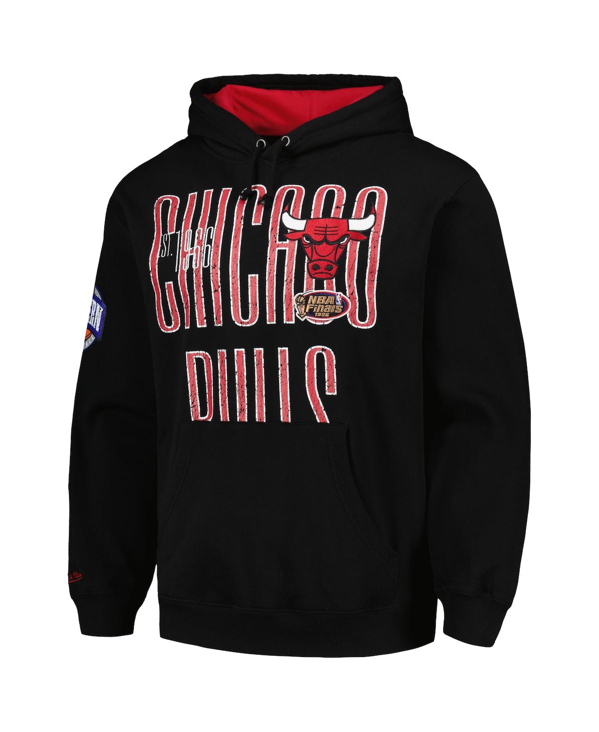 Mitchell & Ness Men's  Black Distressed Chicago Bulls Hardwood Classics Og 2.0 Pullover Hoodie In Black
