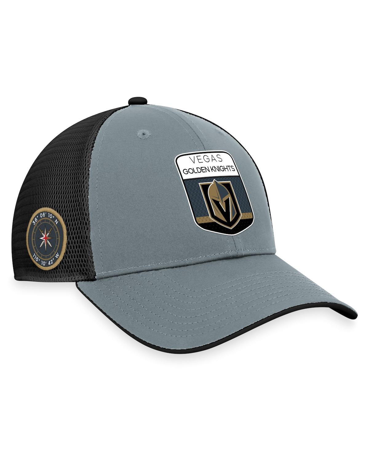 Shop Fanatics Men's  Gray, Black Vegas Golden Knights Authentic Pro Home Ice Trucker Adjustable Hat In Gray,black