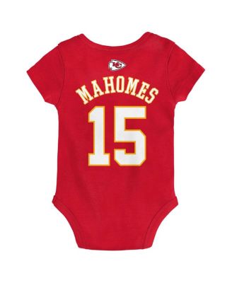 Baby Boys and Girls Patrick Mahomes Red Kansas City Chiefs Mainliner Player Name and Number Bodysuit