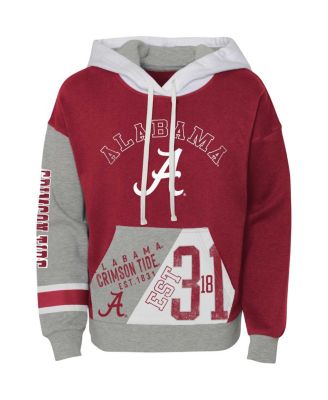 Girls Youth Crimson Distressed Alabama Crimson Tide True Fan Soft Fleece Pullover Hoodie