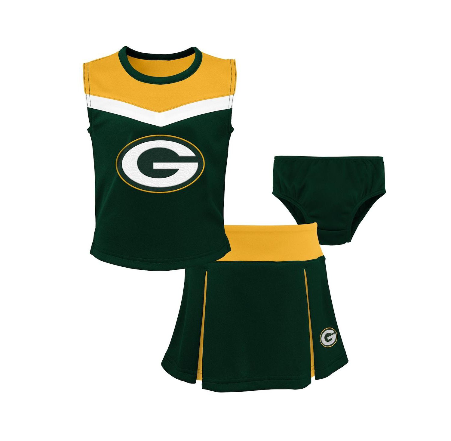 Little Girls Green Green Bay Packers Spirit Cheerleader Two-Piece Set with Bloomers
