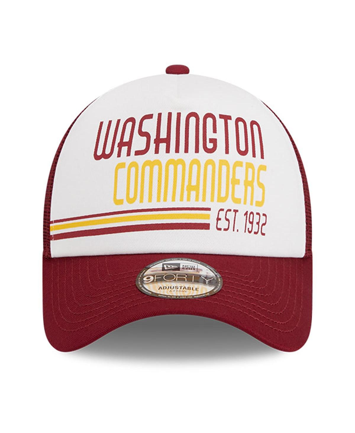 Shop New Era Men's  White, Burgundy Washington Commanders Stacked A-frame Trucker 9forty Adjustable Hat In White,burgundy