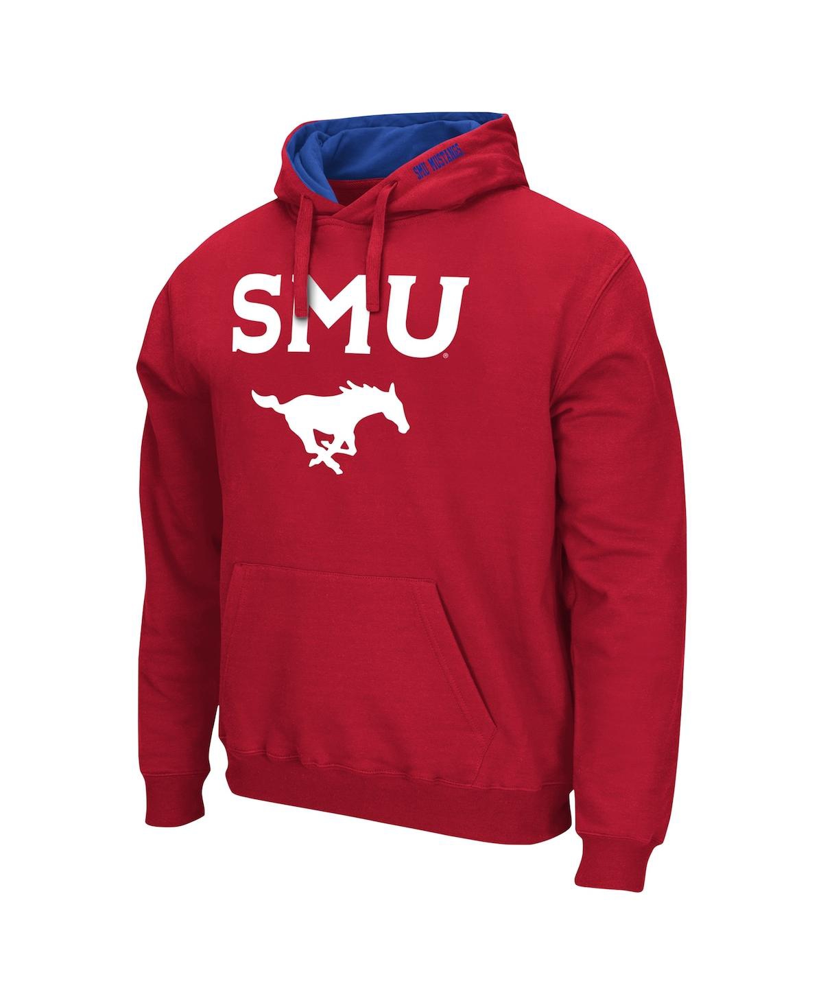 Colosseum Heathered Gray Smu Mustangs Arch And Logo Pullover Hoodie In Heathered Gray