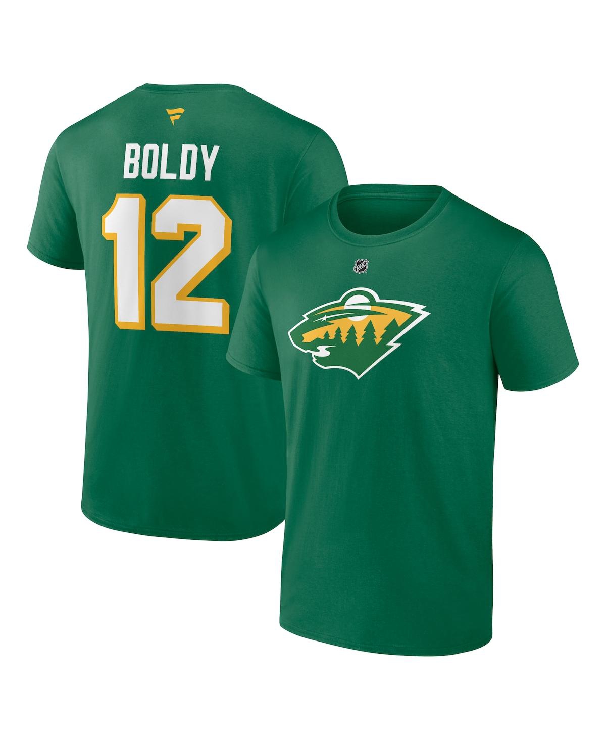 Shop Fanatics Men's  Green Matthew Boldy Minnesota Wild Authentic Stack Name And Number T-shirt