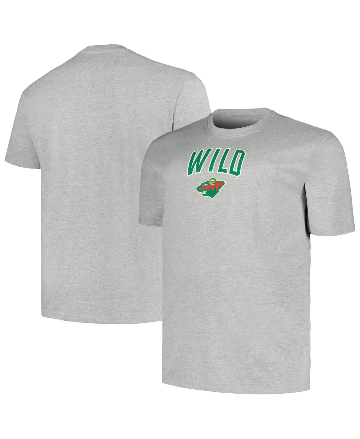 Shop Profile Men's  Heather Gray Minnesota Wild Big And Tall Arch Over Logo T-shirt