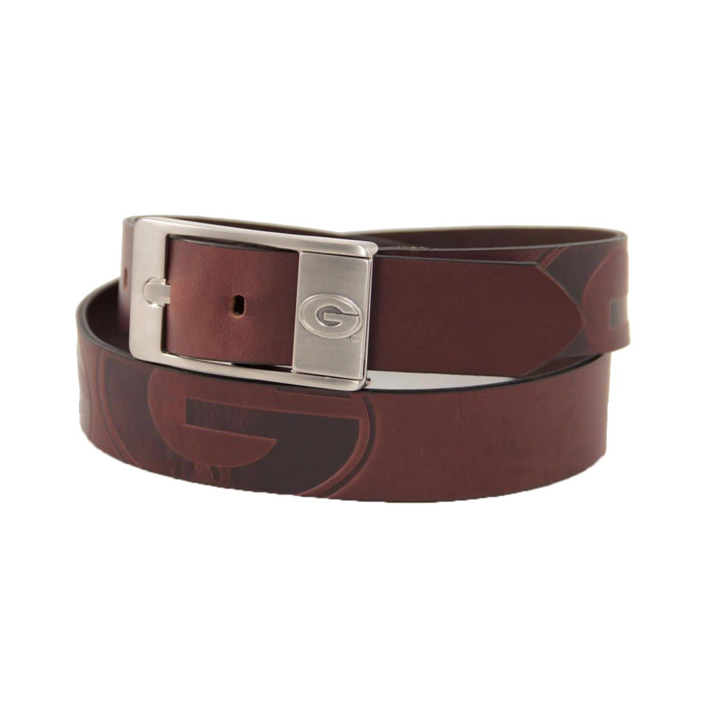 Мужской ремень Eagles Wings Georgia Bulldogs Brandish Leather Belt - Brown — фото 1