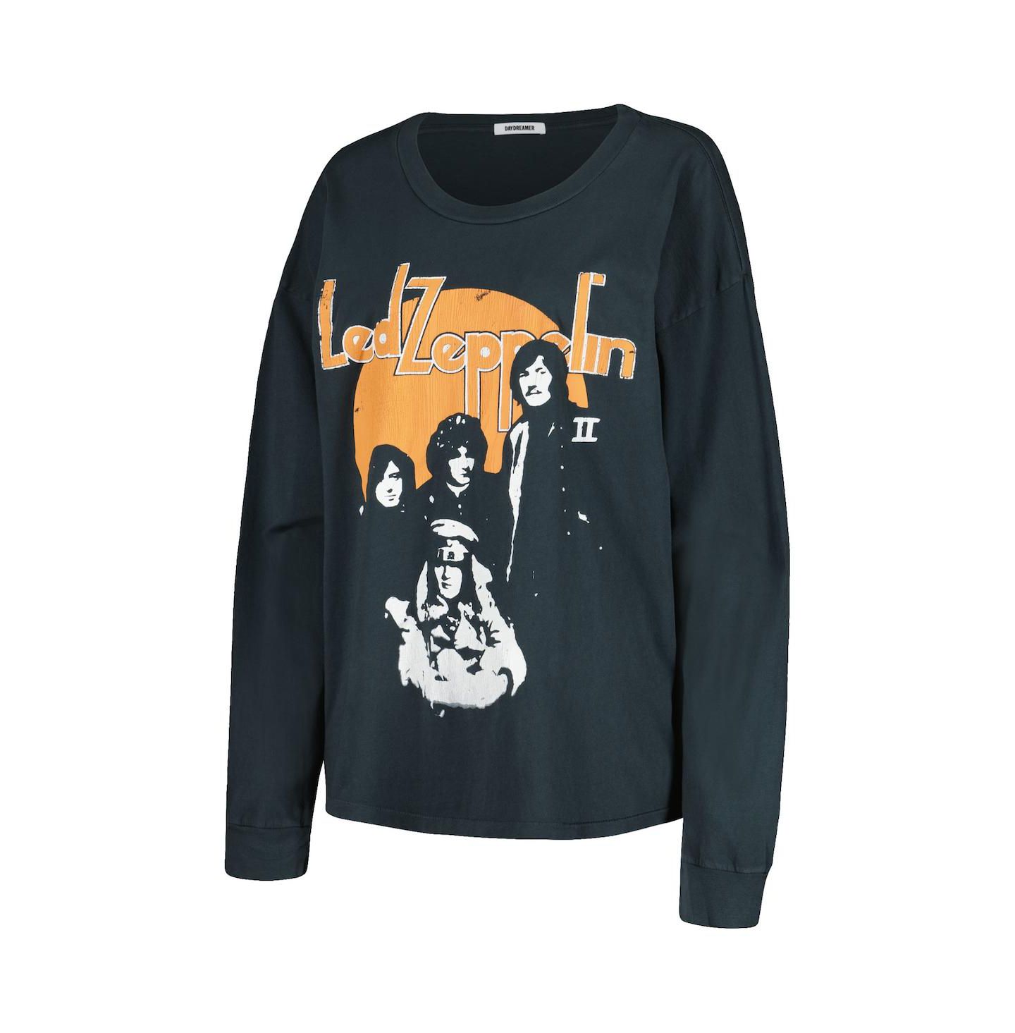 Женская футболка Daydreamer Black Distressed Led Zeppelin Portrait Merch Long Sleeve — фото 3