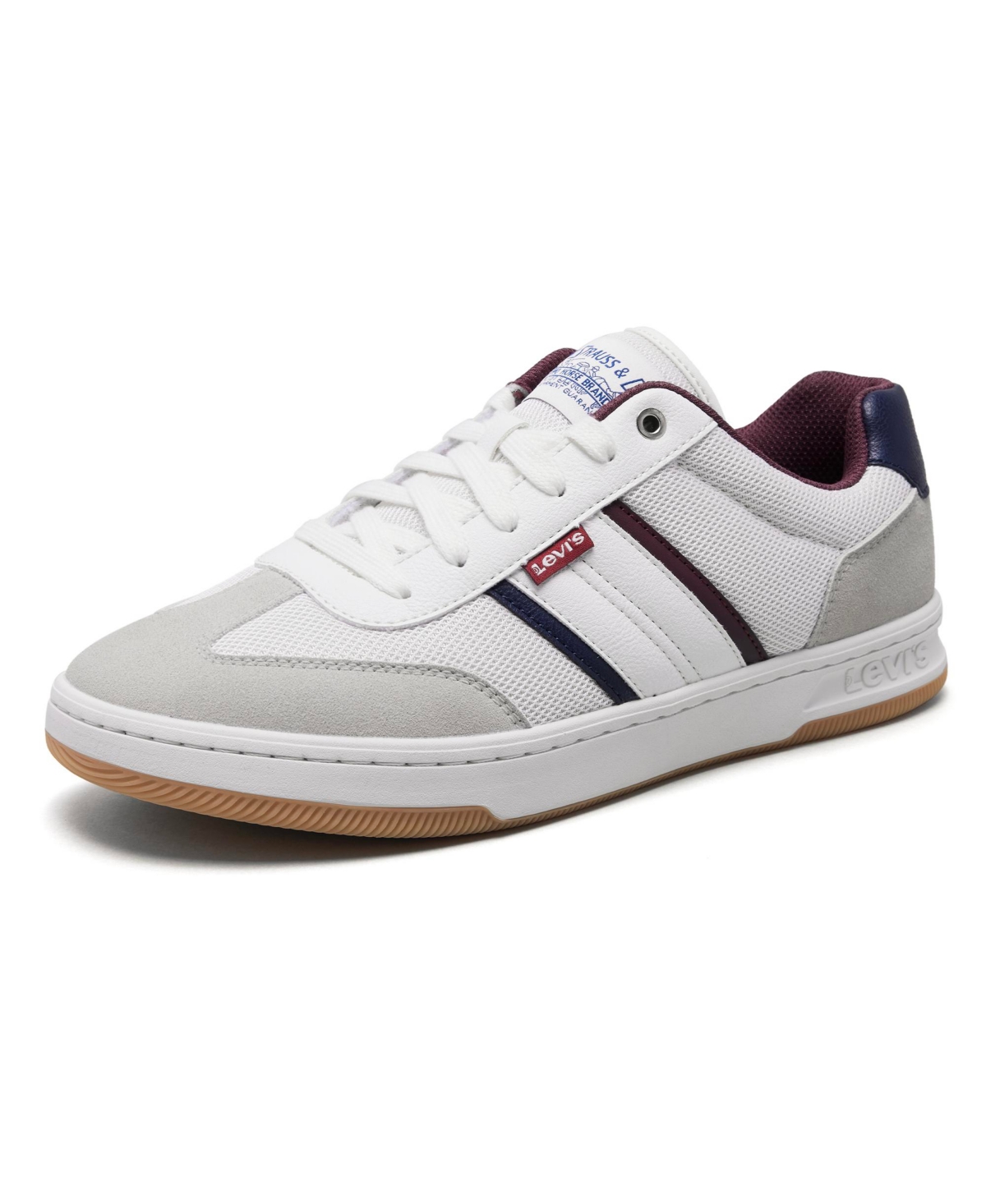 Men's Zane Low-Top Athletic Lace Up Sneakers - White, Navy, Burgundy