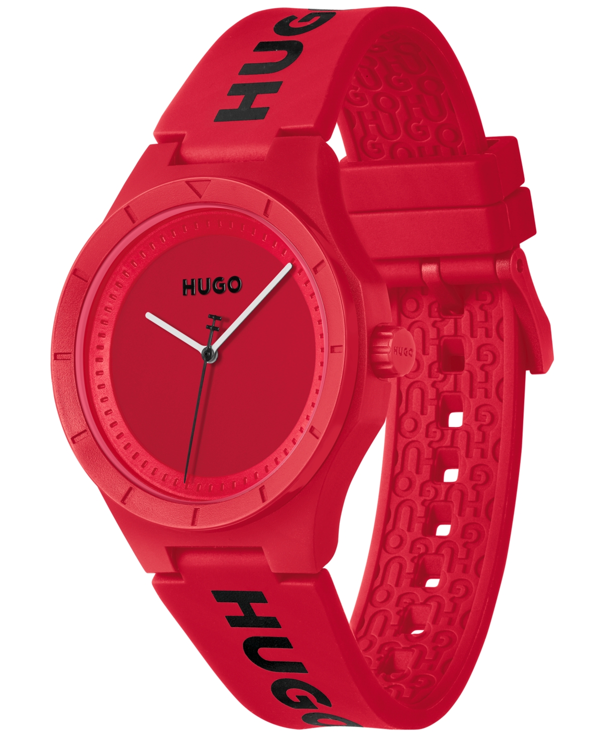 Shop Hugo Men's Lit For Him Quartz Red Silicone Watch 42mm