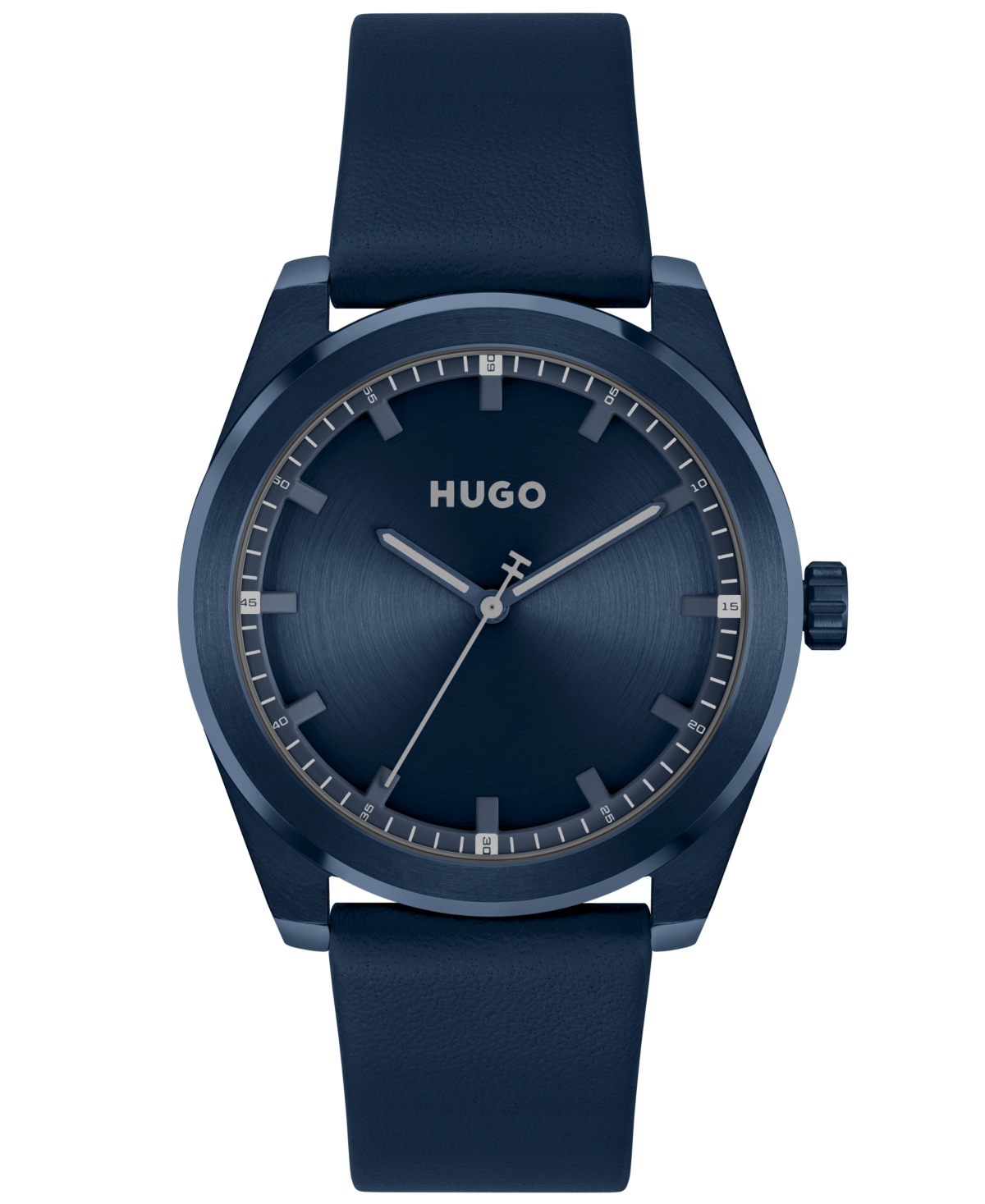 Men's Bright Quartz Blue Leather Watch 42mm - Blue Calfskin