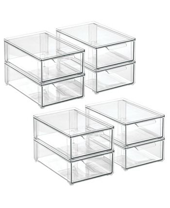 mDesign Stackable Closet Storage Bin Box with Pull-Out Drawer, Small ...