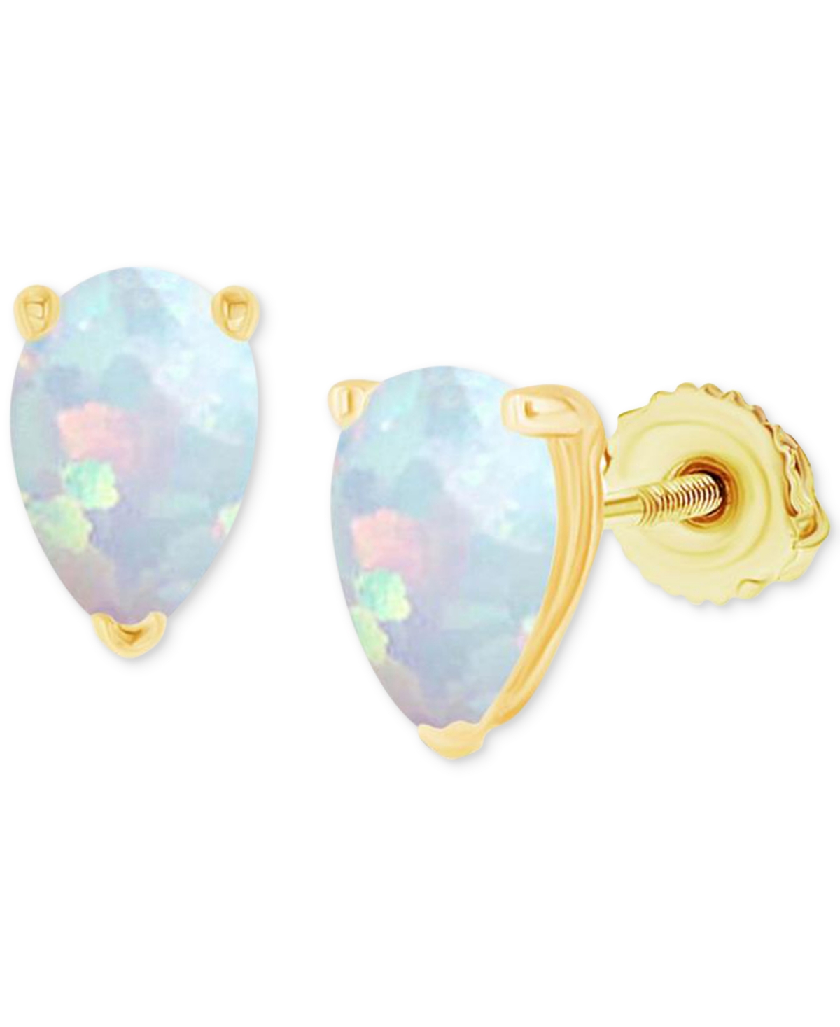 Macy's Lab-grown Opal Pear-shape Screw Back Stud Earrings (5/8 Ct. T.w.) In Gold