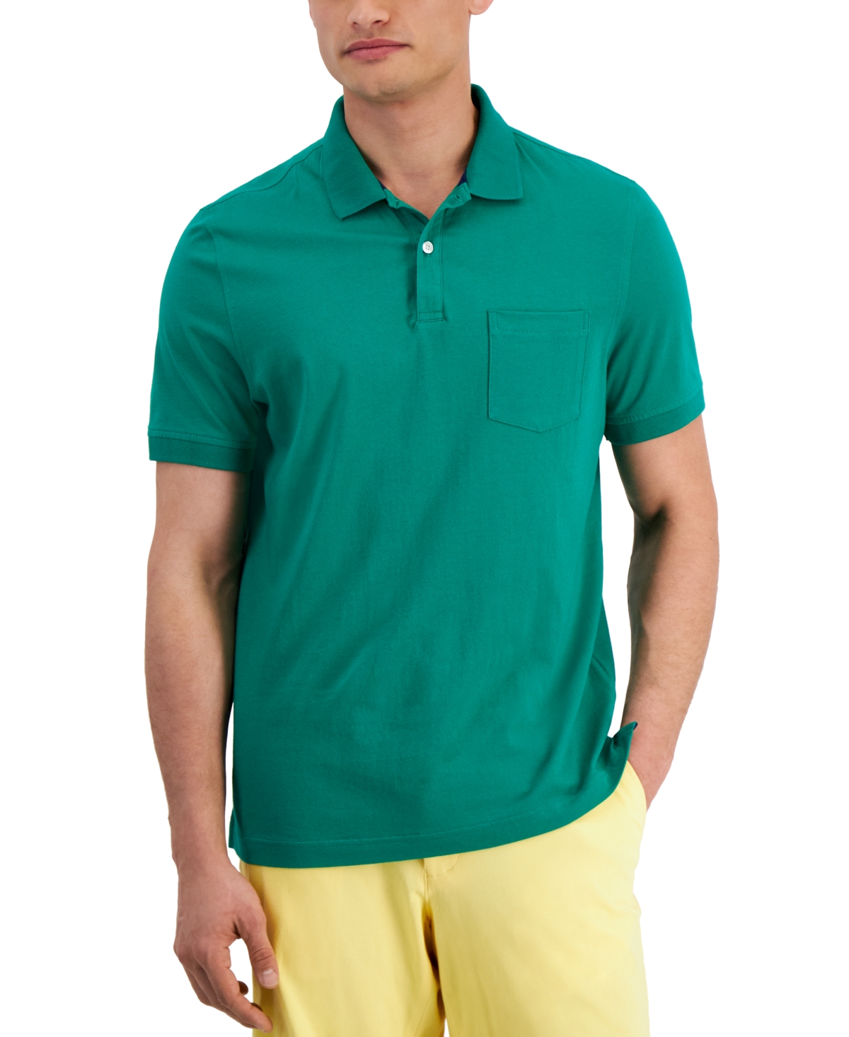 Shop Club Room Men's Solid Jersey Polo With Pocket, Created For Macy's In Wild Meadow