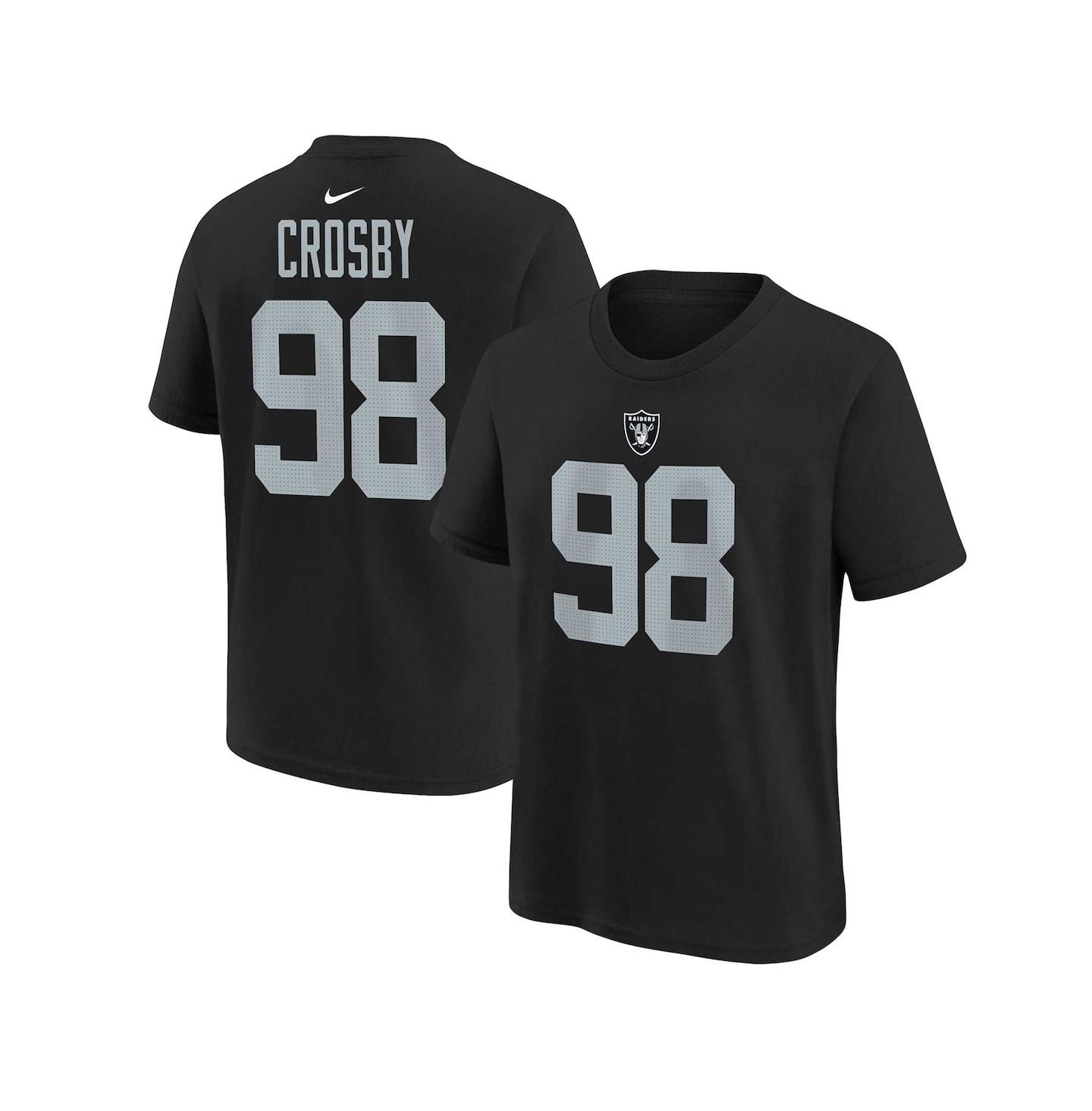 Футболка Nike Youth Maxx Crosby Black Las Vegas Raiders Player Name and Number T-shirt для девочек — фото 1