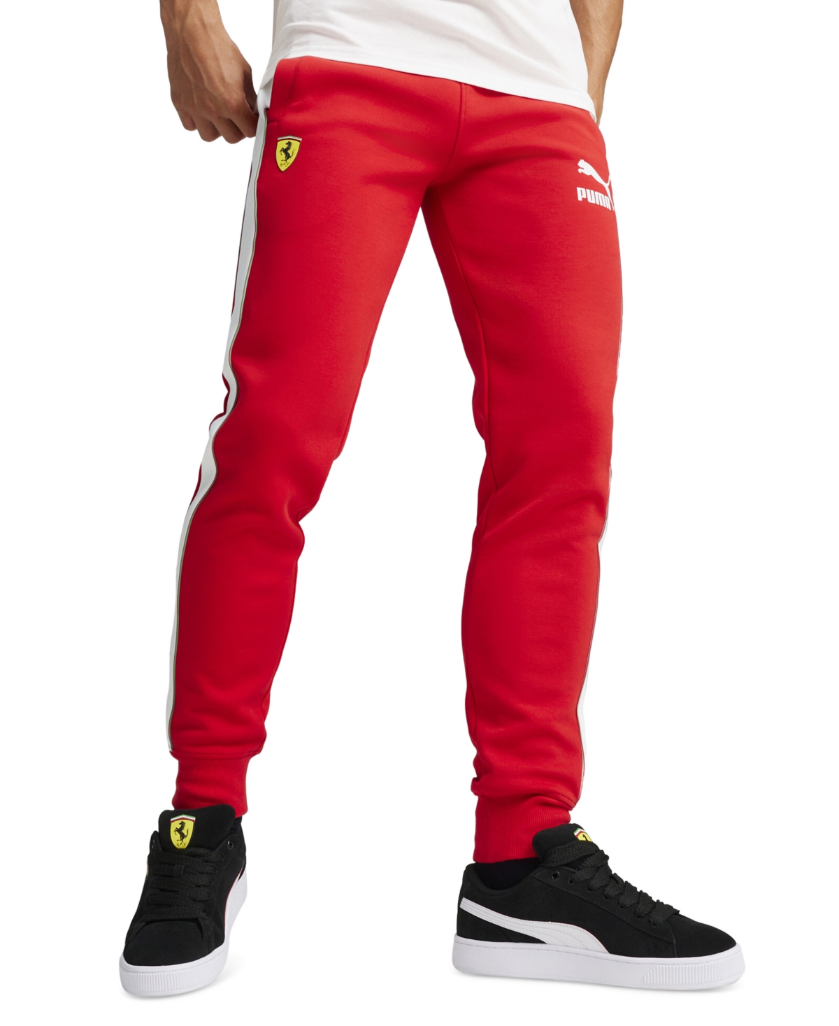 Shop Puma Men's Ferrari Race Iconic T7 Track Pants In Rosso Corsa