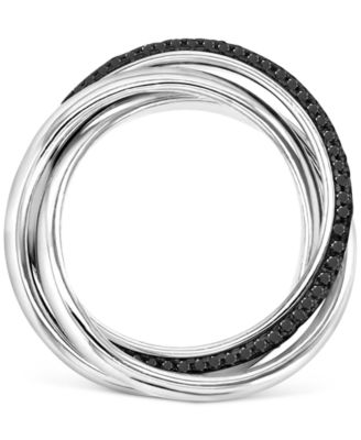 Black Spinel & Polished Band Crossover Statement Ring (1-1/4 ct. t.w.) in Sterling Silver