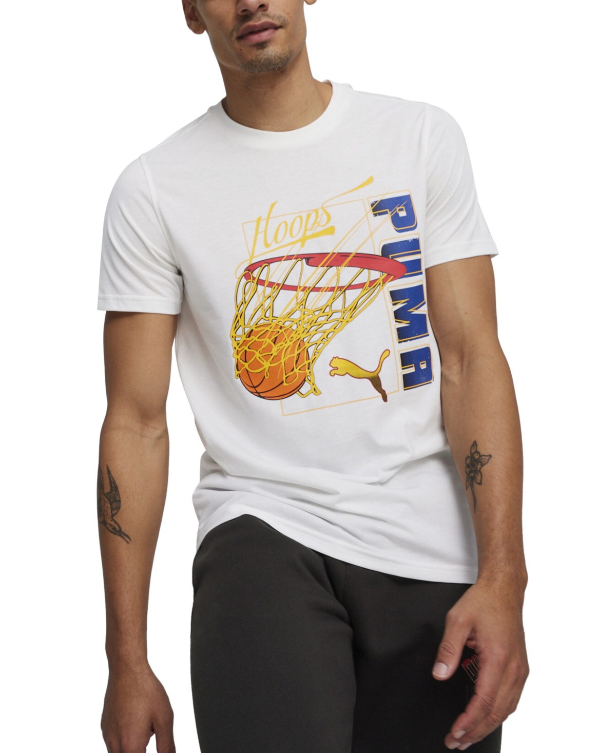 Puma Men's Swished Regular-fit Logo Graphic T-shirt In  White