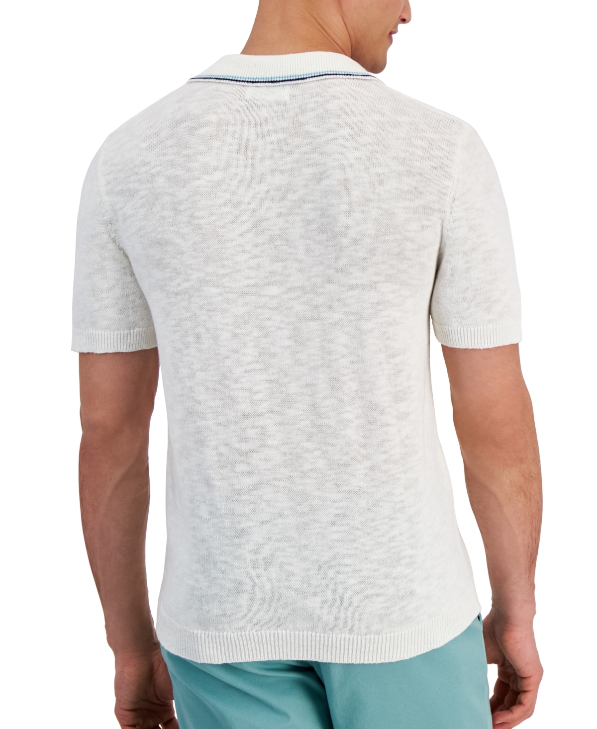 Shop Club Room Men's Luxury Sweater Short-sleeve Polo Shirt, Created For Macy's In Winter Ivory