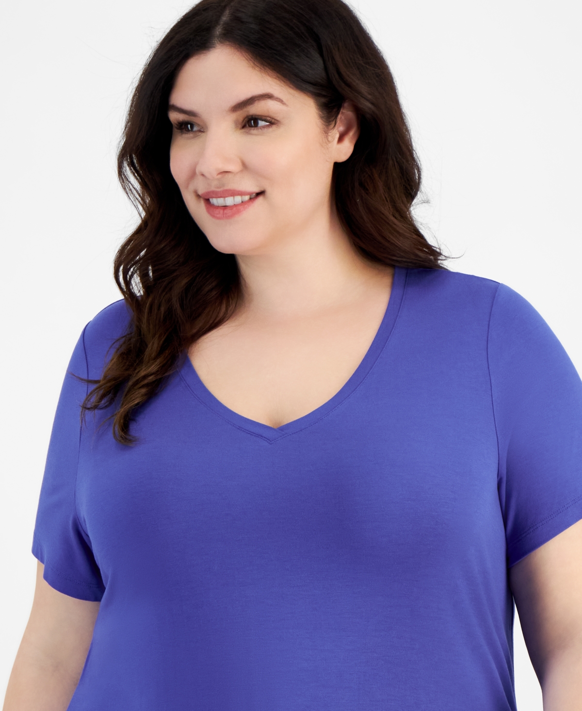 Jm Collection Plus Size V-Neck Short-Sleeve Top, Created for Macy's