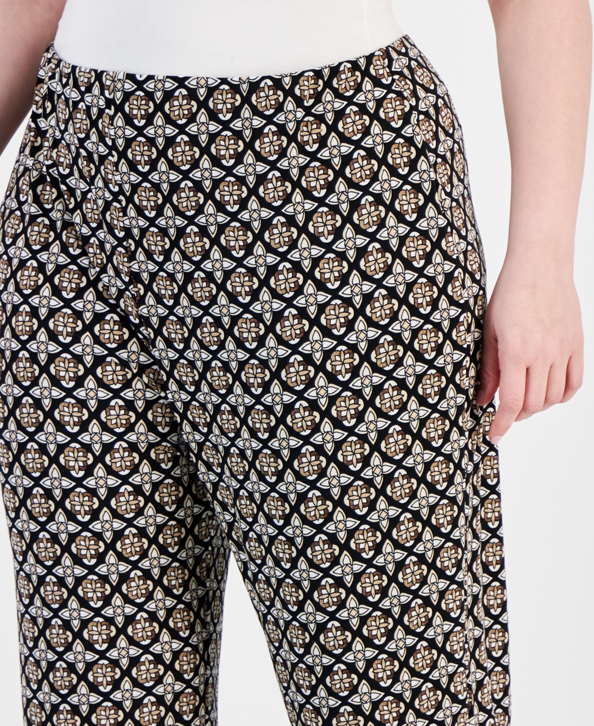 Jm Collection Plus Size Francesca Foulard Knit Pants, Created for Macy's