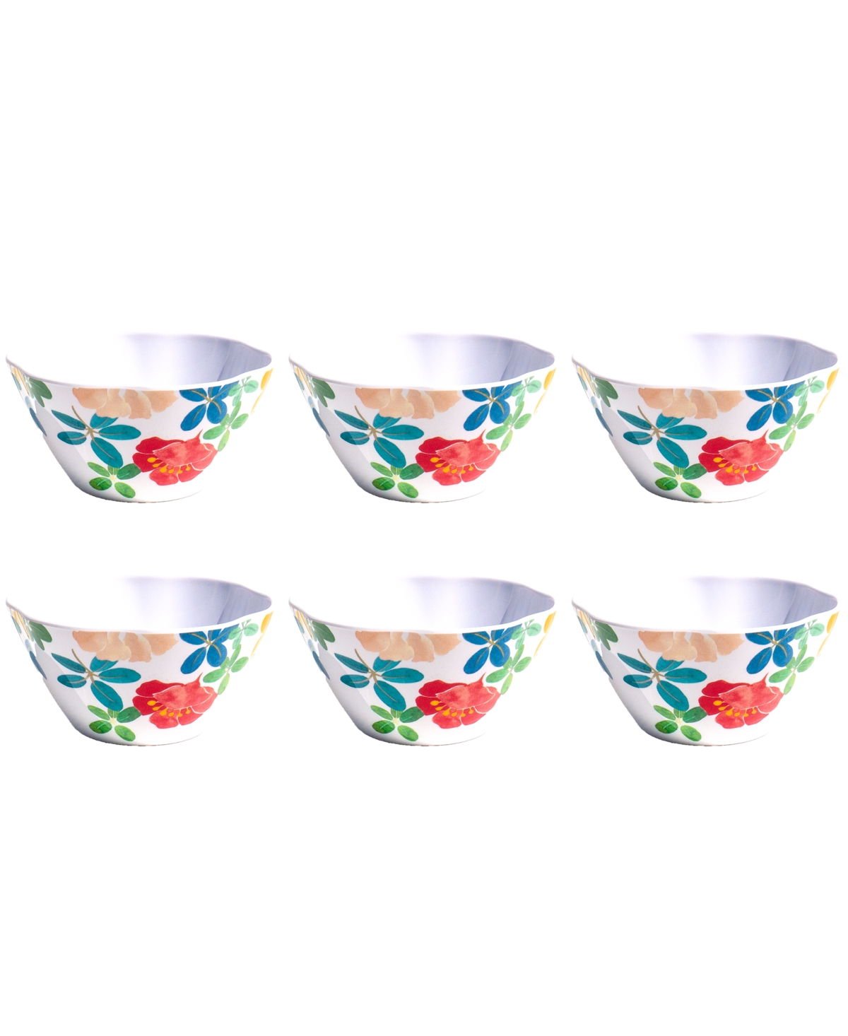 Audrey Floral 6" Cereal Bowls 24 oz, Set of 6, Service for 6 - Multi