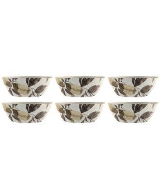 Bali Leaves 7.1" Cereal Bowl Merge 37 oz, Set of 6, Service for 6