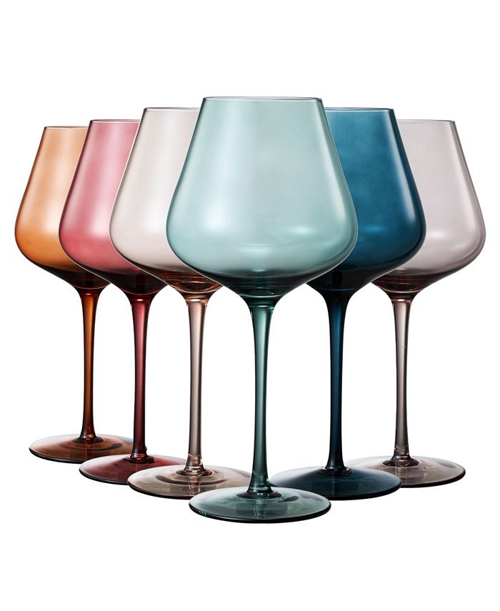 The Wine Savant Pastel Large Colored Crystal Wine Glass, Set of 6 Macy's