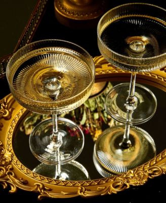 Ribbed Eve Martini and Champagne Coupe Cocktail Glasses, Set of 2
