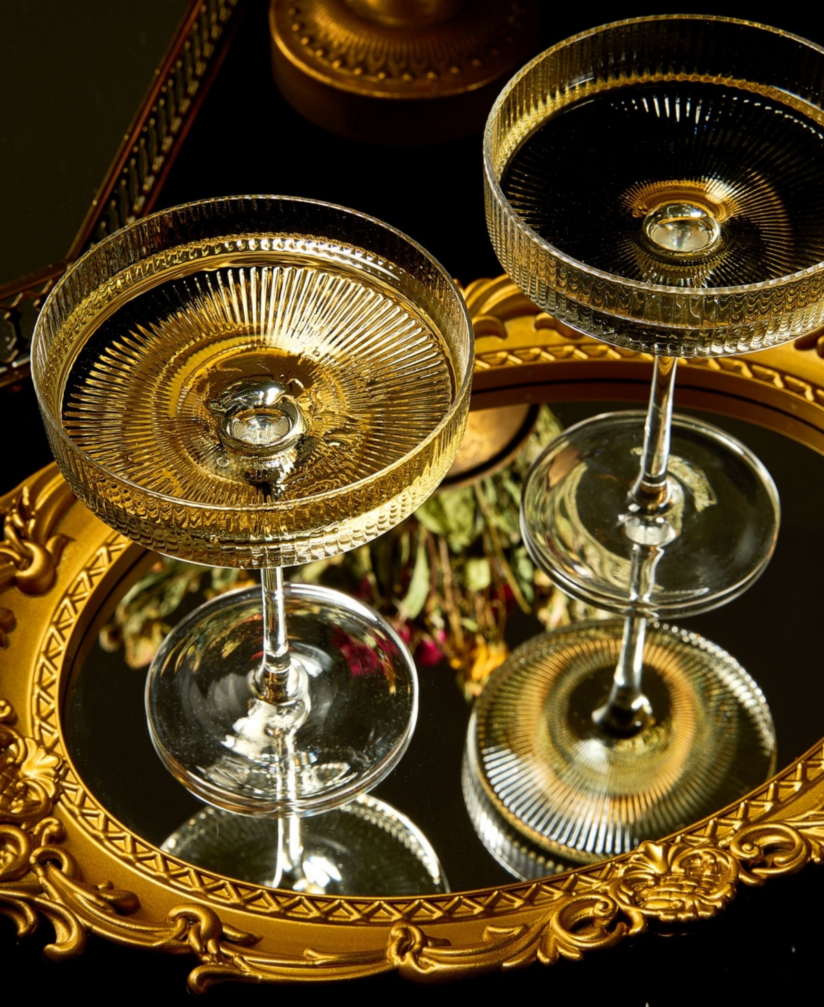 Shop The Wine Savant Ribbed Eve Martini And Champagne Coupe Cocktail Glasses, Set Of 2 In Clear