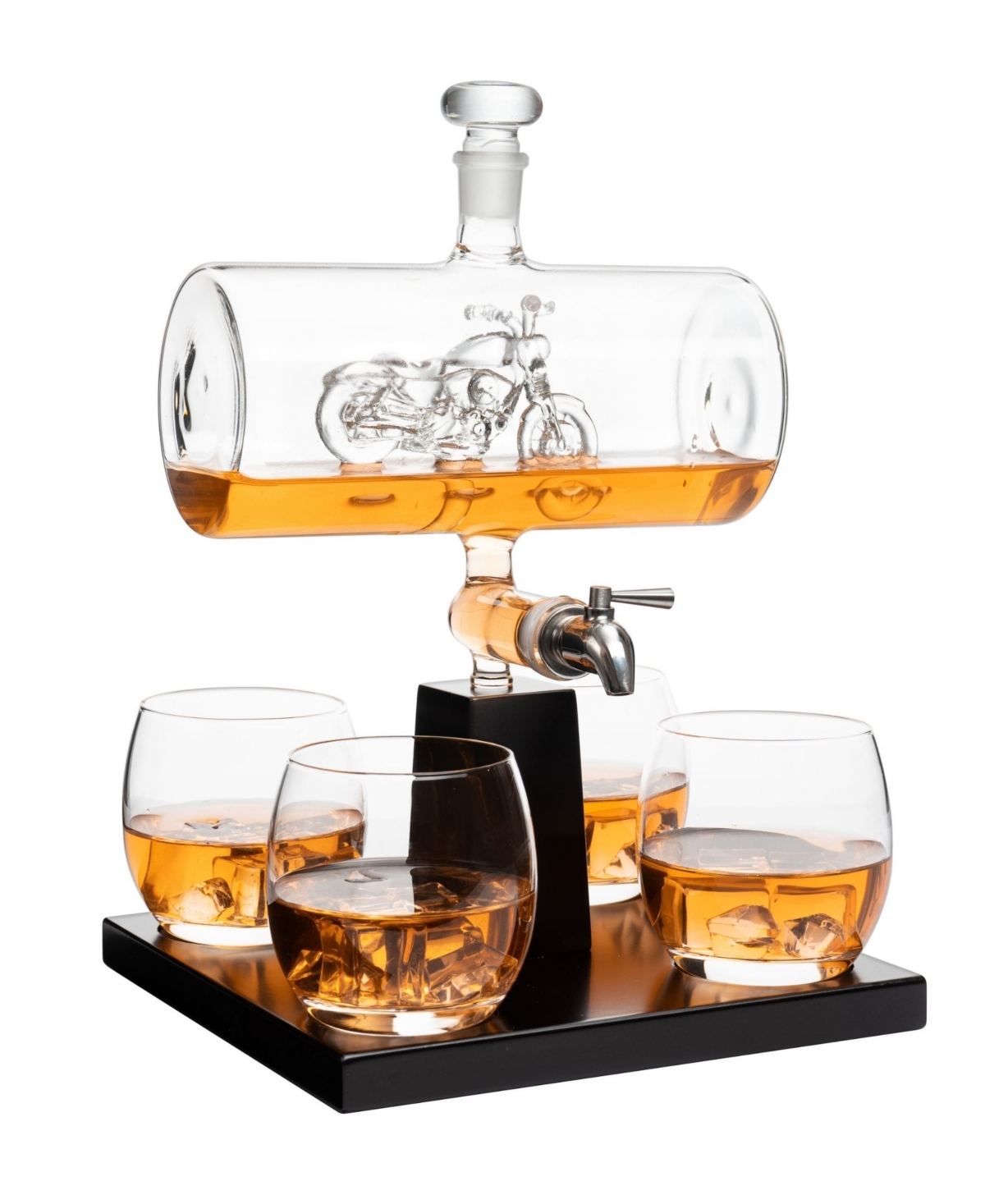 Shop The Wine Savant Motorcycle Decanter Whiskey Wine Decanter 1100 ml Set Of 5 In Clear