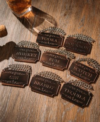 Decanter Tags Copper for Alcohol, Set of 8