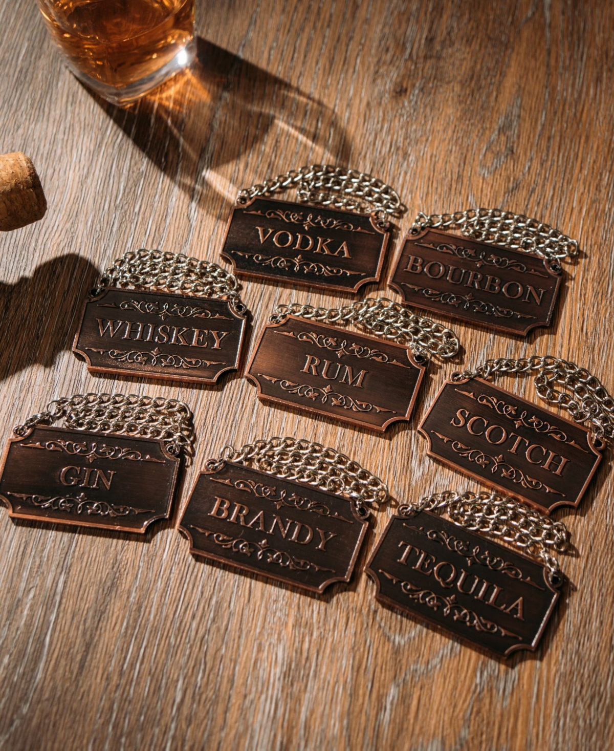 Shop The Wine Savant Decanter Tags Copper For Alcohol, Set Of 8 In Brown