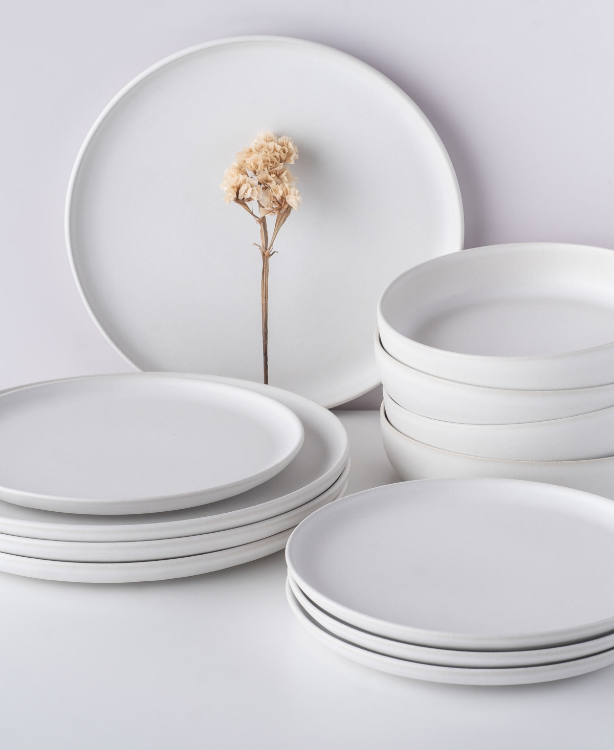 Stone Lain Porto By  Macchio Stoneware 24 Pc. Dinnerware Set, Service For 8 In White Matte