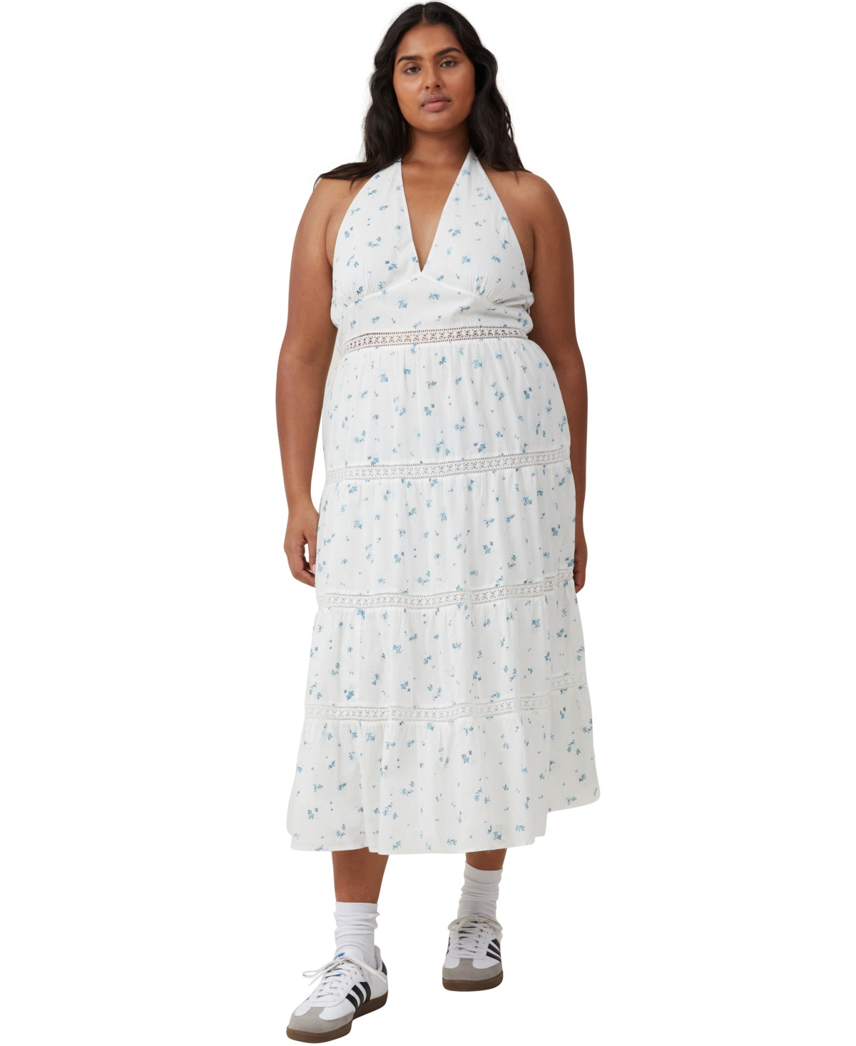 Cotton On Women's Stella Halter Maxi Dress In Jovie Ditsy Blue Crush