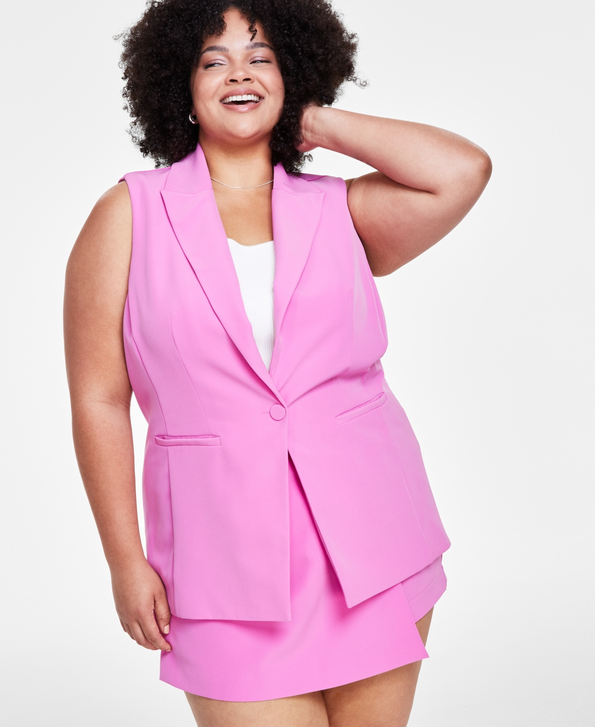 Bar Iii Trendy Plus Size Single-Breasted Vest, Created for Macy's