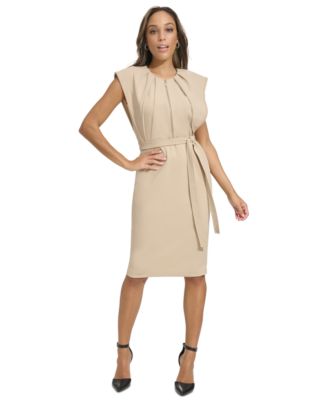 Calvin Klein Women s Cap Sleeve Tie Waist Sheath Dress Macy s