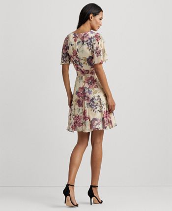 Lauren Ralph Lauren Women's Floral Crinkle Georgette Surplice Dress ...