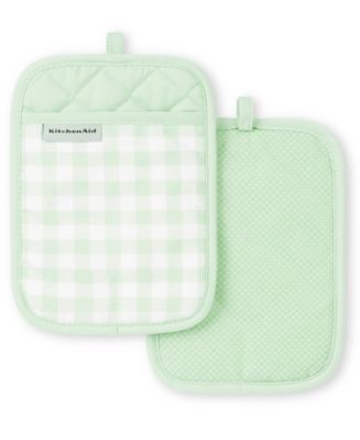 KitchenAid Gingham Pot Holder 2-Pack Set, 7 Blue Velvet