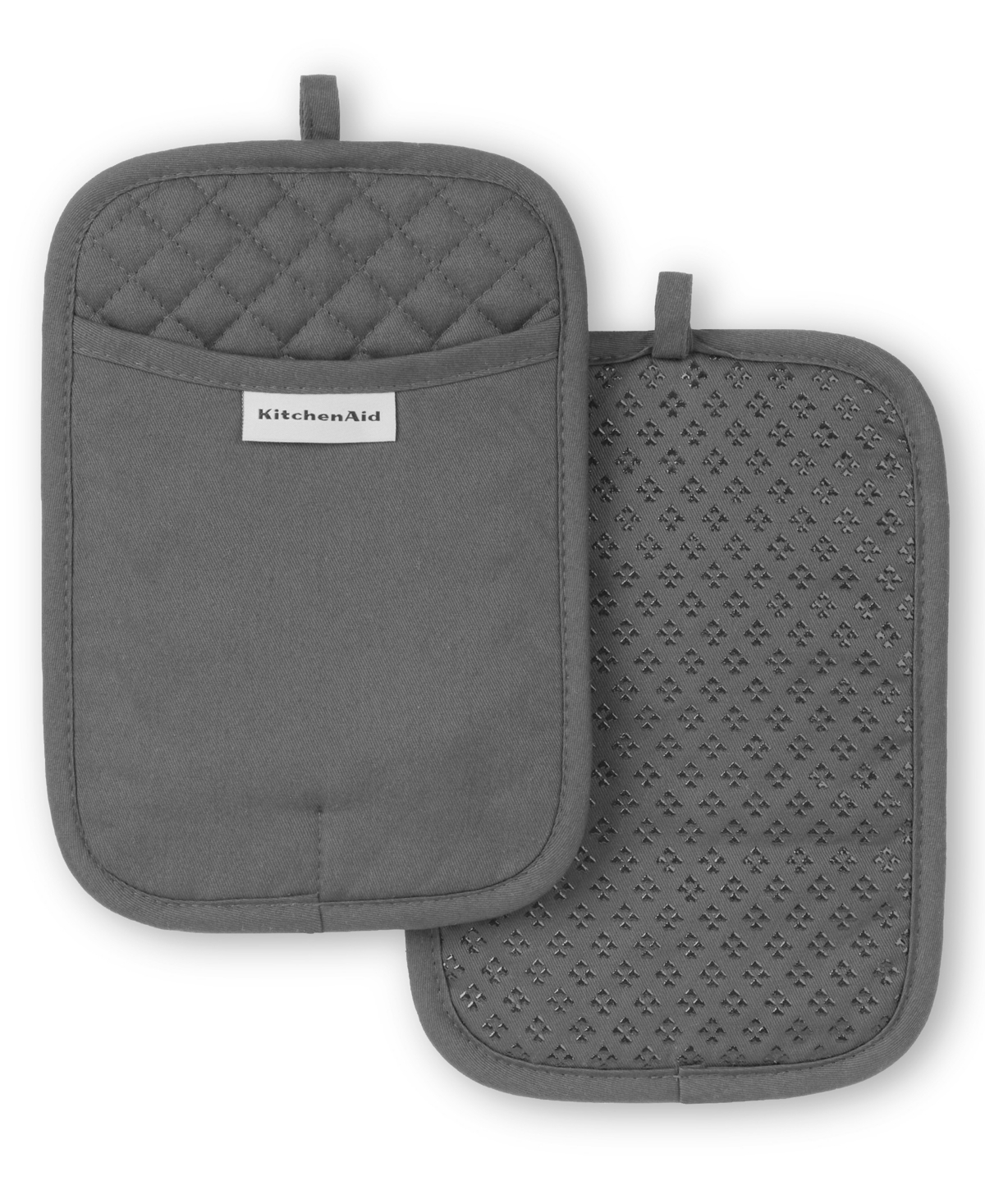 Shop Kitchenaid Asteroid Pot Holder 2-pack Set, 7" X 10" In Charcoal Gray