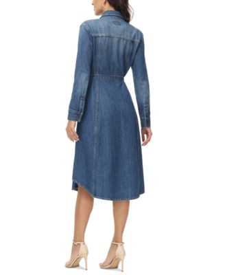 Frye Women's Belted Denim Long-Sleeve Midi Shirtdress - Macy's