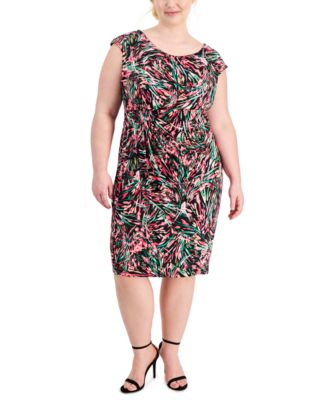 Connected - Plus Size Printed Short-Sleeve Sheath Dress