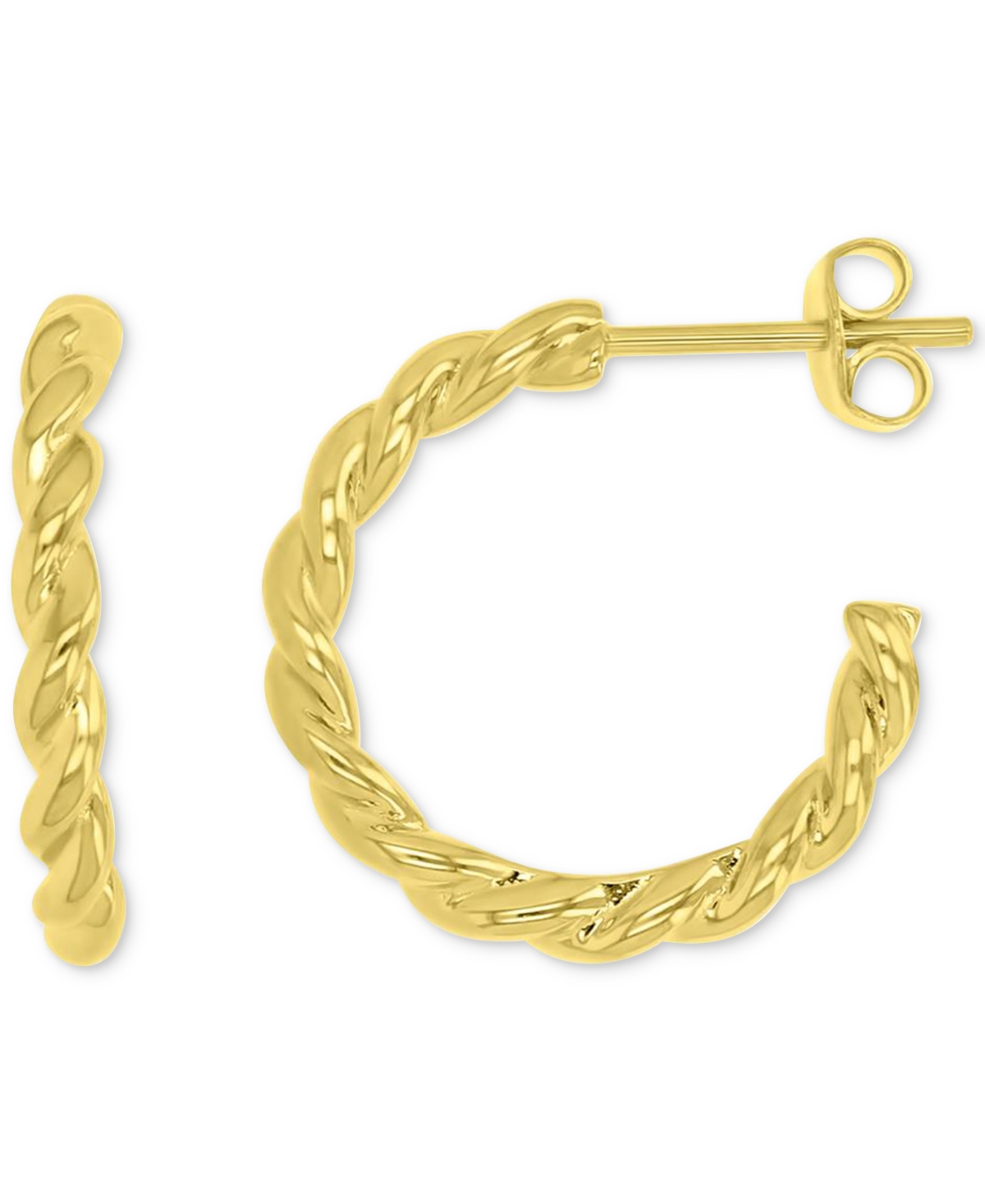 Shop Macy's Twist-style Small Hoop Earrings In 14k Gold-plated Sterling Silver, 0.79"