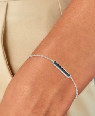 Black Spinel Bar Chain Link Bracelet (3/4 ct. t.w.) in Sterling Silver
